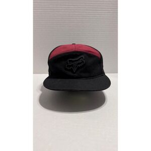 Fox Racing Hat Mens Black Burgundy Snapback 5 Panel Embroidered Logo OSFA